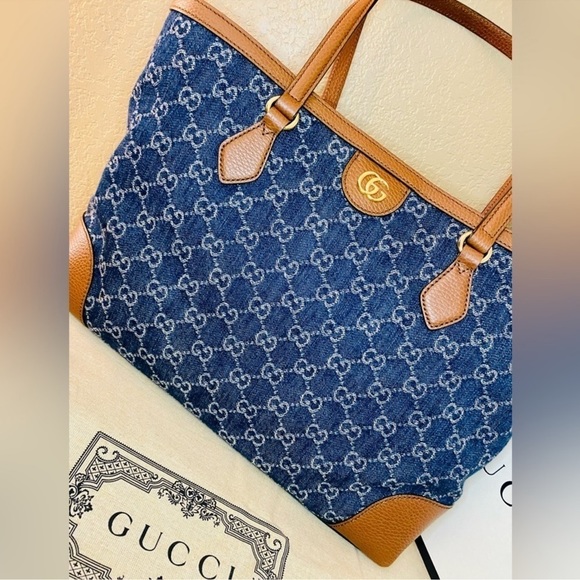 GUCCI Ophidia Medium Jacquard Denim GG Tote Bag NWT  with Original Dustbag - Picture 5 of 14